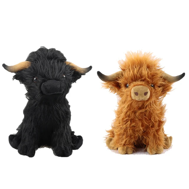 Cute Highland Cow Stuffed Animal Black and Brown 25cm 10in