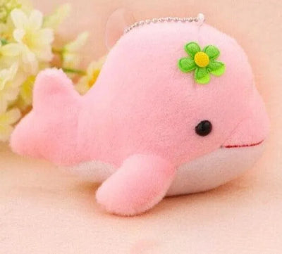 Dolphin Stuffed Animal Keychain Pink 10cm 4in