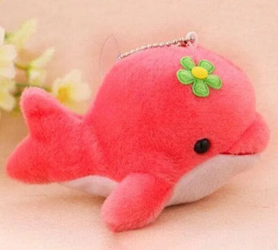 Dolphin Stuffed Animal Keychain Red 10cm 4in