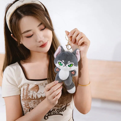 Kawaii Wolf Stuffed Animal grey13cmkeychain