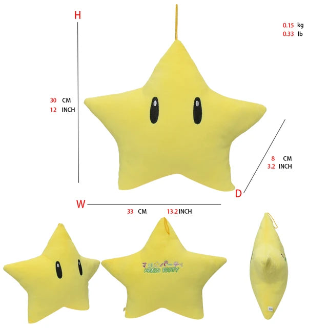Mario Bros Stuffed Animal Yellow Super Star