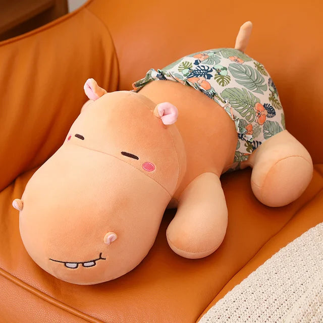 Pink Hippo Stuffed Animal Orange