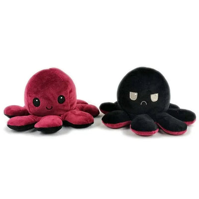 Reversible Octopus Stuffed Animal 20cm 8in Black Red