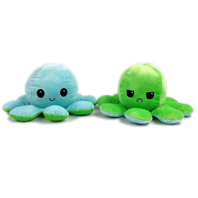 Reversible Octopus Stuffed Animal 20cm 8in Green Blue