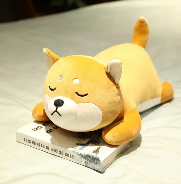 Sleeping Dog Stuffed Animal Brown Closed Eyes