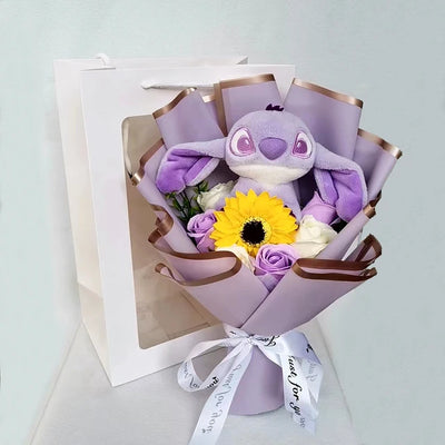 Valentine's Stitch Bouquet Stuffed Animal Purple