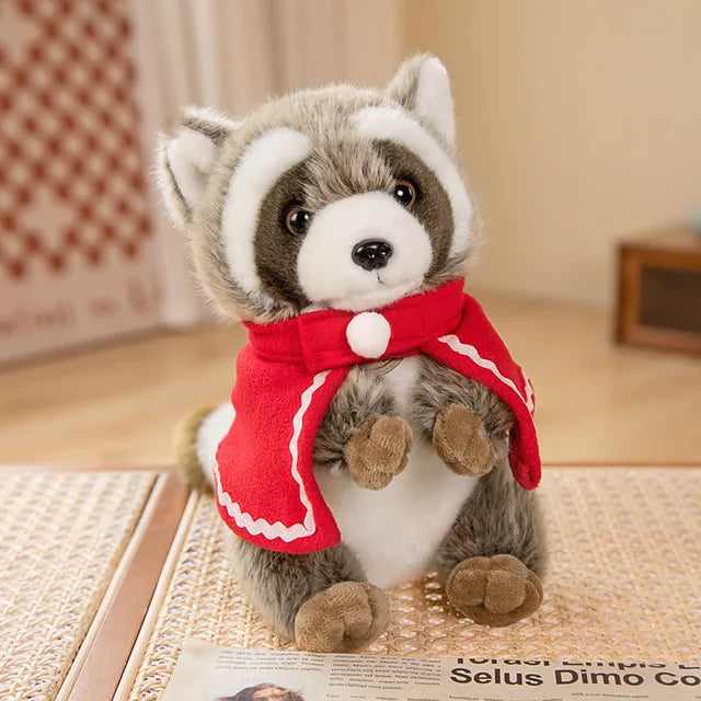 Vintage Raccoon Stuffed Animal 23cm 9in Red