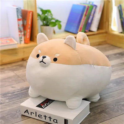 Round Dog Stuffed Animal 40cm 16in Brown