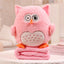 Fluffy Owl Stuffed Animals 30cm 12in Pink with blanket