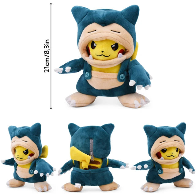 Pikachu in Disguise Pokemon Plushie Stuffed Animal Pikachu Cos Snorlax