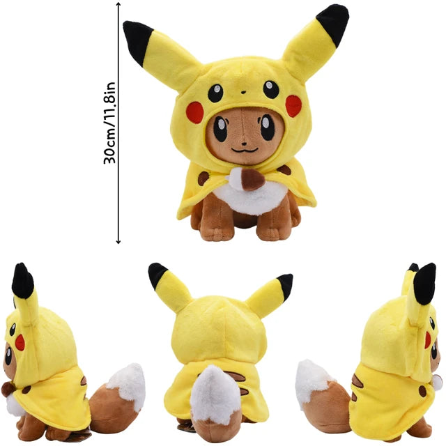 Pikachu in Disguise Pokemon Plushie Stuffed Animal Eevee Cos Pikachu