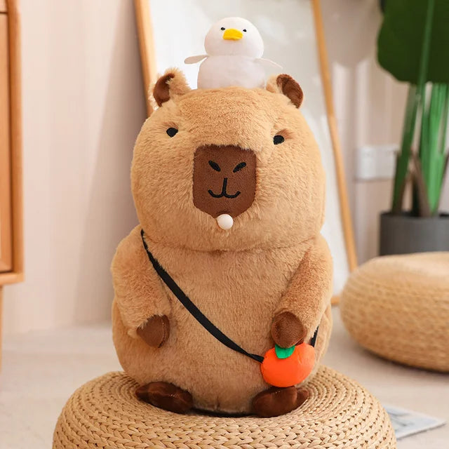 Plush Capybara Stuffed Animal 20cm 8in sit with bubble