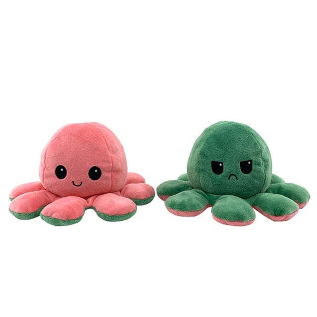 Reversible Octopus Stuffed Animal 20cm 8in Green Pink