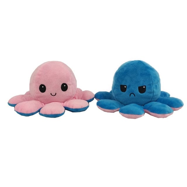 Reversible Octopus Stuffed Animal 20cm 8in Pink Blue