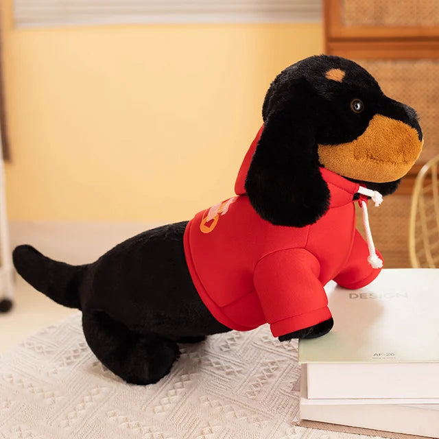 Sausage Dog Stuffed Animal 42cm 17in Black Dressed