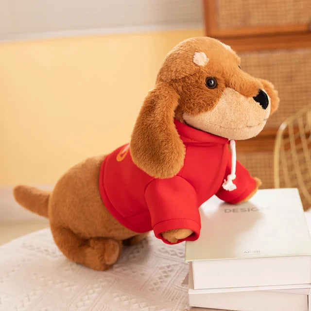 Sausage Dog Stuffed Animal 42cm 17in Dark brown Dressed